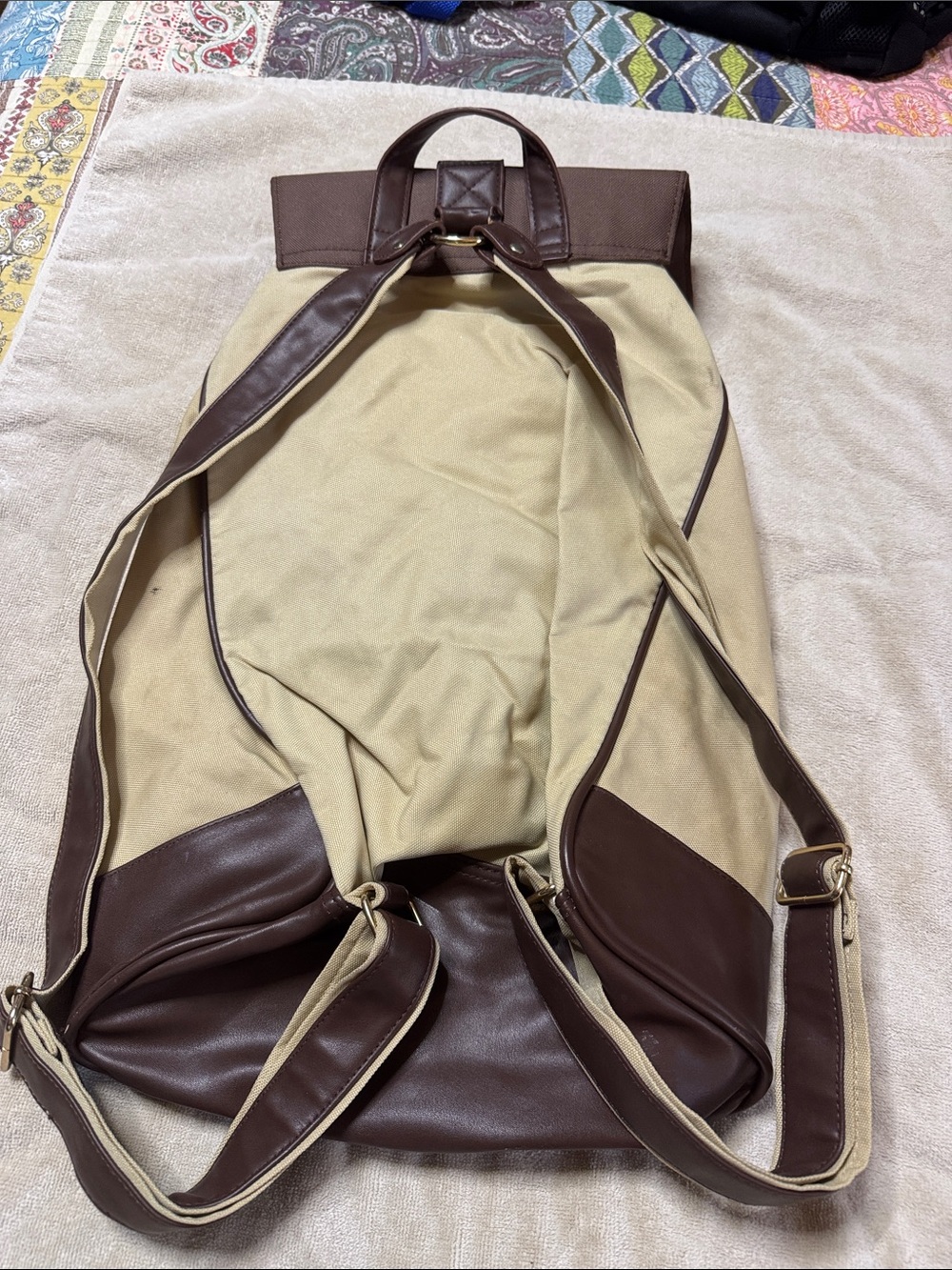 Monogrammed R. Canes Two-Tone Backpack - Brown & Beige - Picture 2 of 4